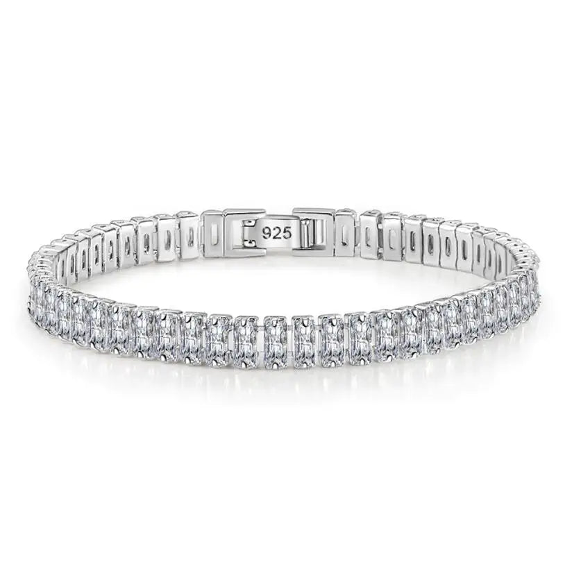 Real Moissanite Bracelet for Women S925 Sterling Silver 4Mm Diamonds Tennis Bangles Chains Sparkling Fine Jewelry