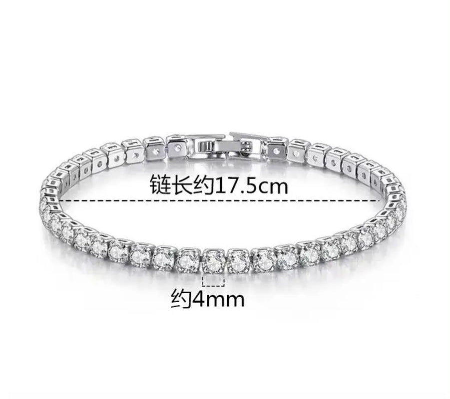 Real Moissanite Bracelet for Women S925 Sterling Silver 4Mm Diamonds Tennis Bangles Chains Sparkling Fine Jewelry