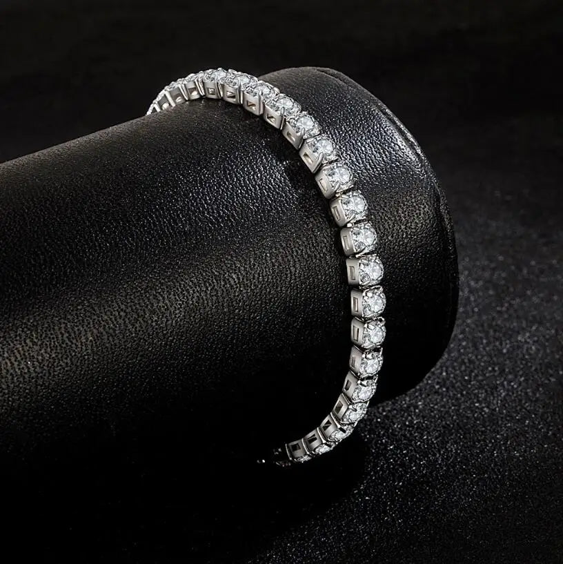 Real Moissanite Bracelet for Women S925 Sterling Silver 4Mm Diamonds Tennis Bangles Chains Sparkling Fine Jewelry