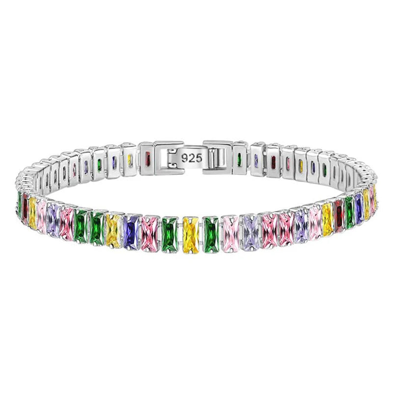 Real Moissanite Bracelet for Women S925 Sterling Silver 4Mm Diamonds Tennis Bangles Chains Sparkling Fine Jewelry