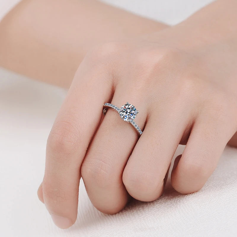 Moissanite Wedding Band Classic 4 Prong Wedding Rings for Women Sterling Silver Brilliant Diamond Proposal Ring Fine Jewelry