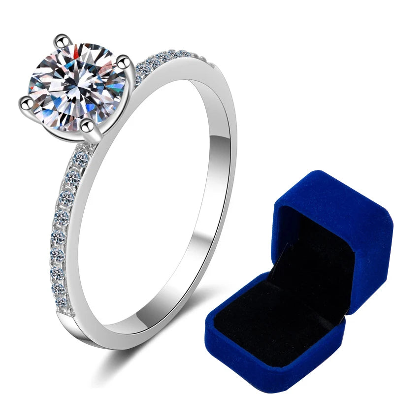 Moissanite Wedding Band Classic 4 Prong Wedding Rings for Women Sterling Silver Brilliant Diamond Proposal Ring Fine Jewelry