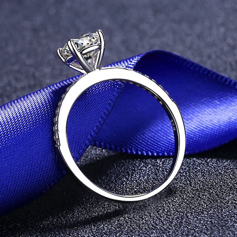Moissanite Wedding Band Classic 4 Prong Wedding Rings for Women Sterling Silver Brilliant Diamond Proposal Ring Fine Jewelry