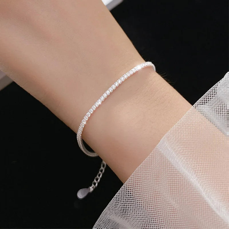 Real Moissanite Bracelet for Women S925 Sterling Silver 4Mm Diamonds Tennis Bangles Chains Sparkling Fine Jewelry